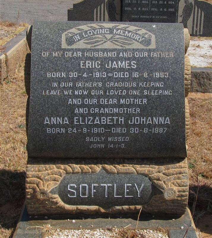 SOFTLEY Eric James 1913-1953 & Anna Elizabeth Johanna 1910-1987