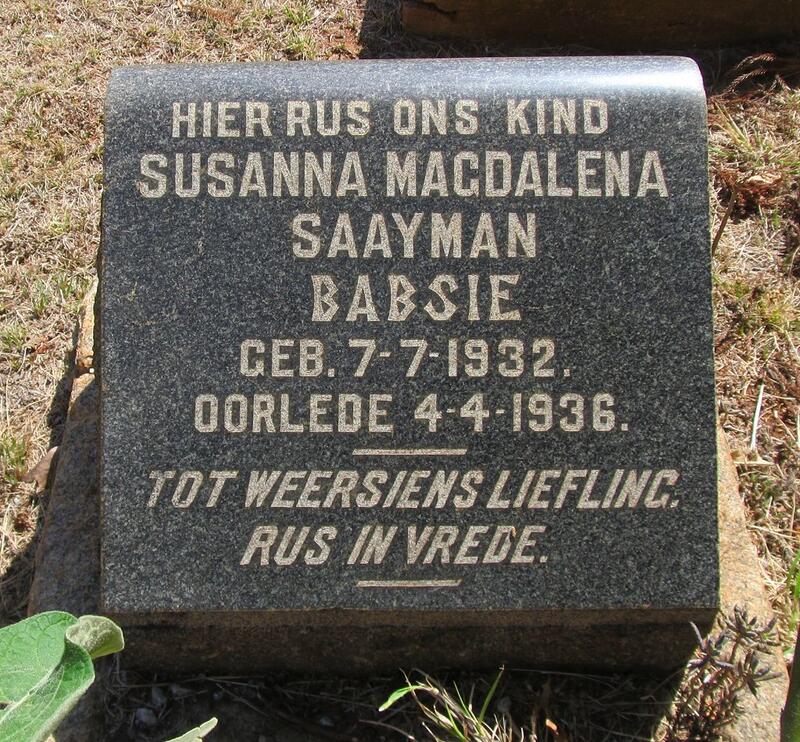 SAAYMAN Susanna Magdalena 1932-1936