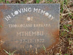 MTHEMBU Thokozani Barbara 1972-2002