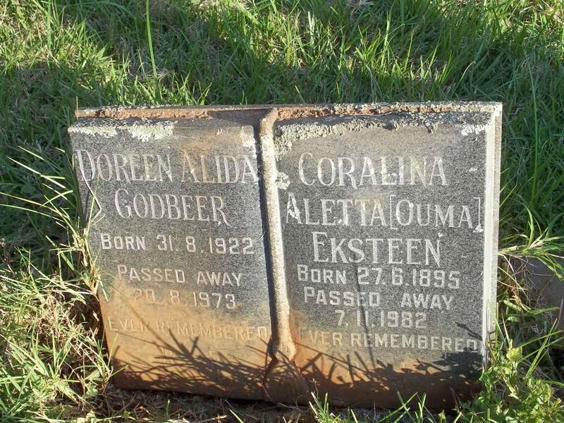 EKSTEEN Coralina Aletta 1895-19882 :: GODBEER Doreen Alida 1922-1973
