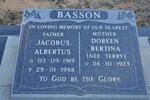 BASSON Jacobus Albertus 1919-1988 & Doreen Bertina TERRY 1923-