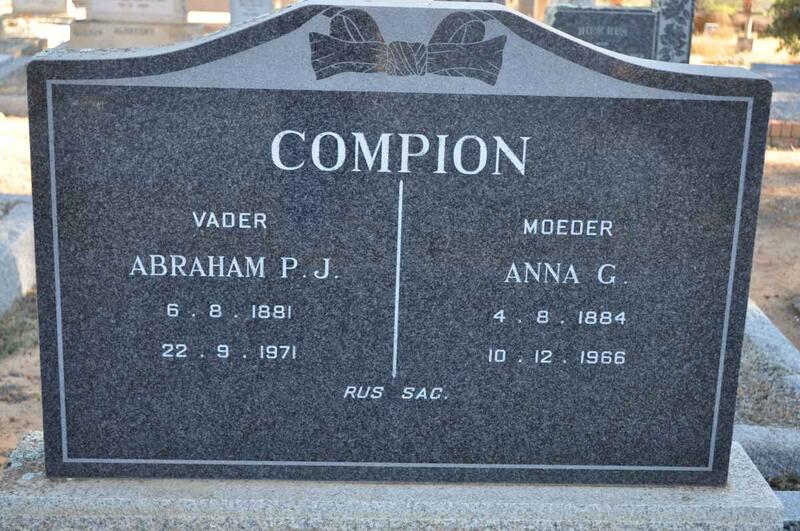 COMPION Abraham P.J. 1881-1971 & Anna C. 1884-1966