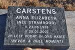 CARSTENS Anna Elizabeth nee STRAMROOD 1928-2007