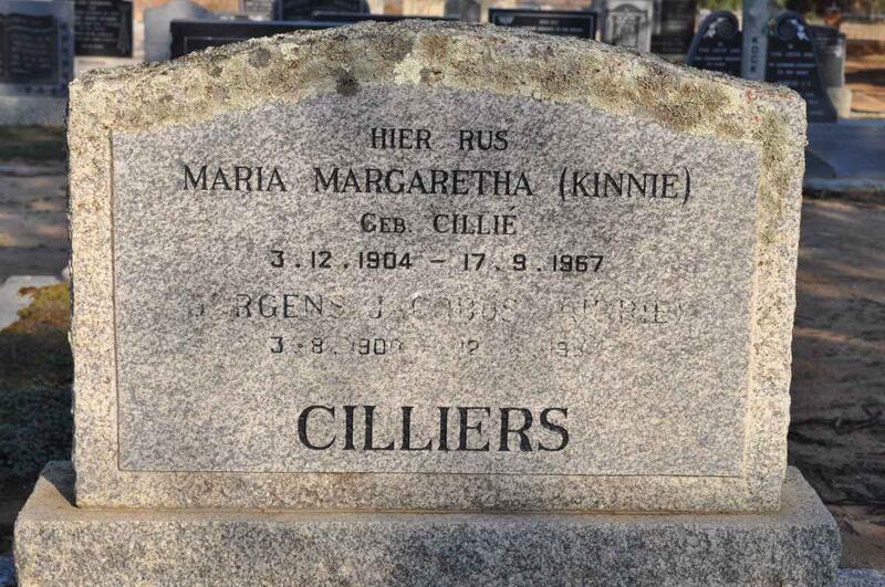 CILLIERS Jurgens Jacobus 1900-198? & Maria Margaretha CILLIE 1904-1967