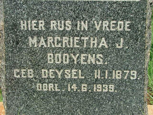 BOOYENS Margrietha J. nee DEYSEL 1879-1939