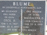 BLUME Cecil D. 1937-1997 & Magdalena D. STRAUSS 1939-