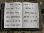 WATT Johanna W.C., van der nee BONTHUYS 1870-1950 :: BONTHUYS Anna E. 1876-1951