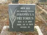 PRETORIUS Johanna S.A. 1907-1929
