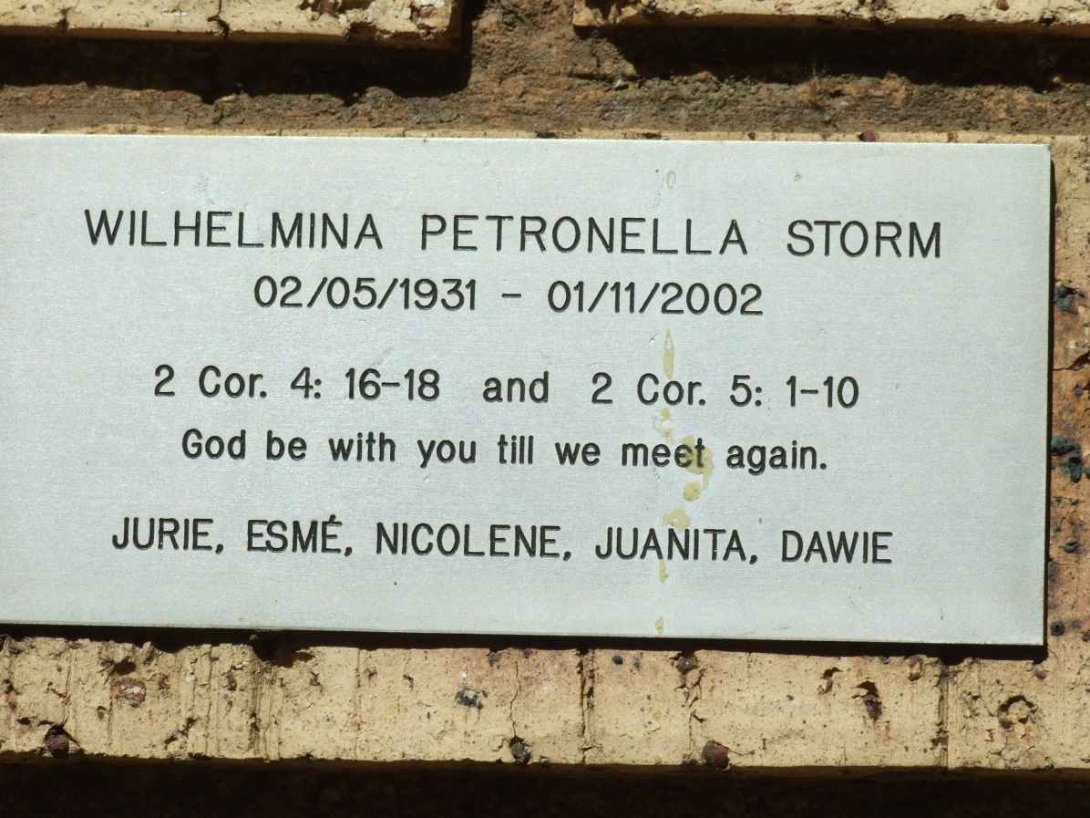 STORM Wilhelmina Petronella 1931-2002