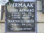 VERMAAK Louis Almaro 1955-2010 & Martha Elizabeth 1921-