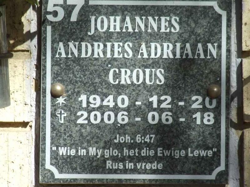 CROUS Johannes Andries Adriaan 1940-2006