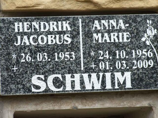 SCHWIM Hendrik Jacobus 1953- & Anna-Marie 1956-2009