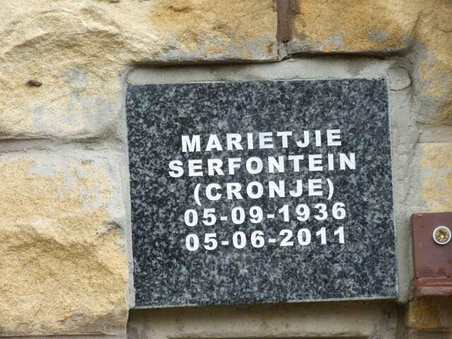 SERFONTEIN Marietjie nee CRONJE 1936-2011