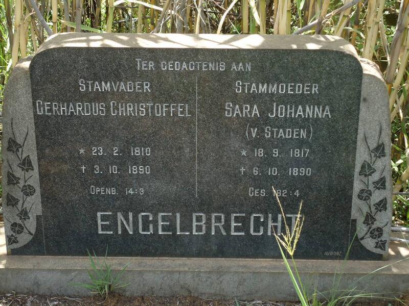 ENGELBRECHT Gerhardus Christoffel 1810-1890 & Sara Johanna V. STADEN 1817-1890