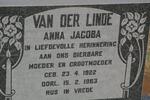 LINDE Anna Jacoba, van der 1922-1983