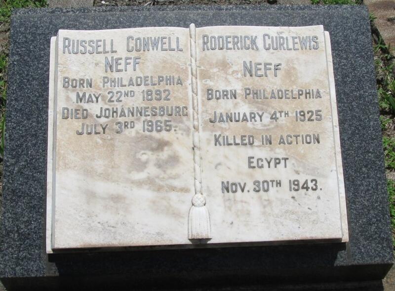 NEFF Russell Conwell 1892-1965 :: NEFF Roderick Curlewis 1925-1943