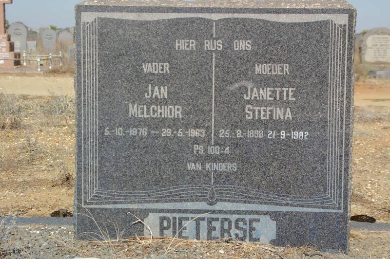 PIETERSE Jan Melchior 1876-1963 & Janette Stefina 1898-1982