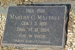 MATTHEE Martha C. 1901-1964