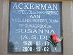 ACKERMAN A. Susanna  D. 1920-2008