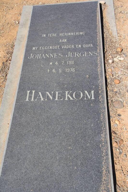 HANEKOM Johannes Jurgens 1911-1976