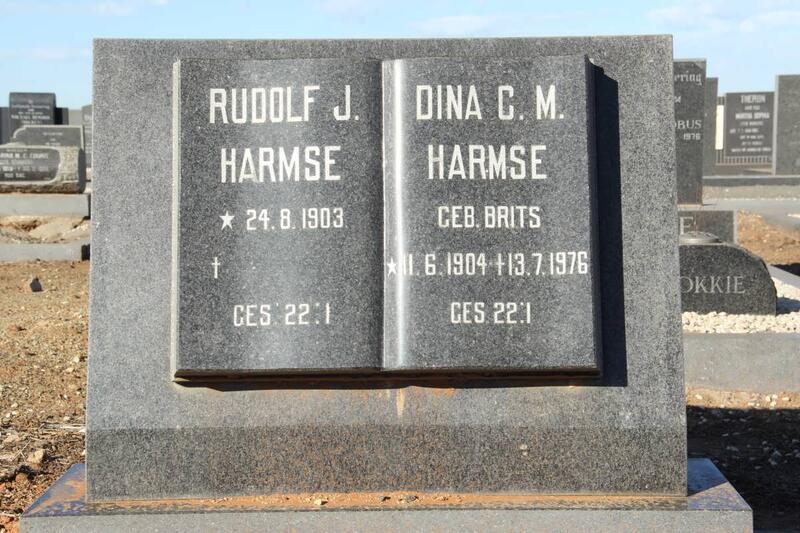 HARMSE Rudolf J. 1903- & Dina C.M. BRITS 1904-1976