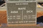 MARÉ Dick 1909-1994 & Anna 1912-1992