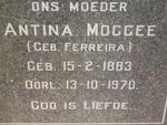 MOGGEE Antina nee FERREIRA 1883-1970
