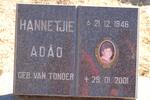 ADAO Hannetjie nee VAN TONDER 1946-2001