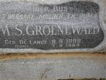 GROENEWALD M.S. nee DE LANGE 1898-1984