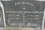 RENSBURG Barend Wilhelm, van 1882-1955 & Elizabeth Gertruida 1892-1989 