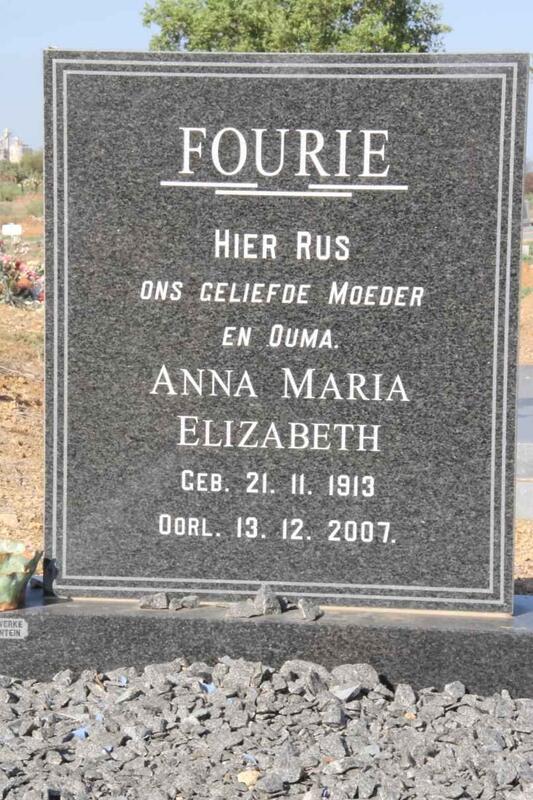 FOURIE Anna Maria Elizabeth 1913-2007