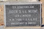 MERWE Andries J., v.d. 1895-1977 & Judith S. VAN NIEKERK 1918-1972