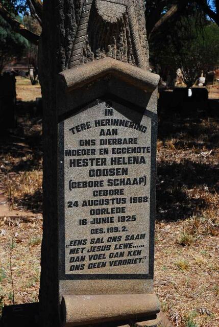 GOOSEN Hester Helena nee SCHAAP 1888-1925