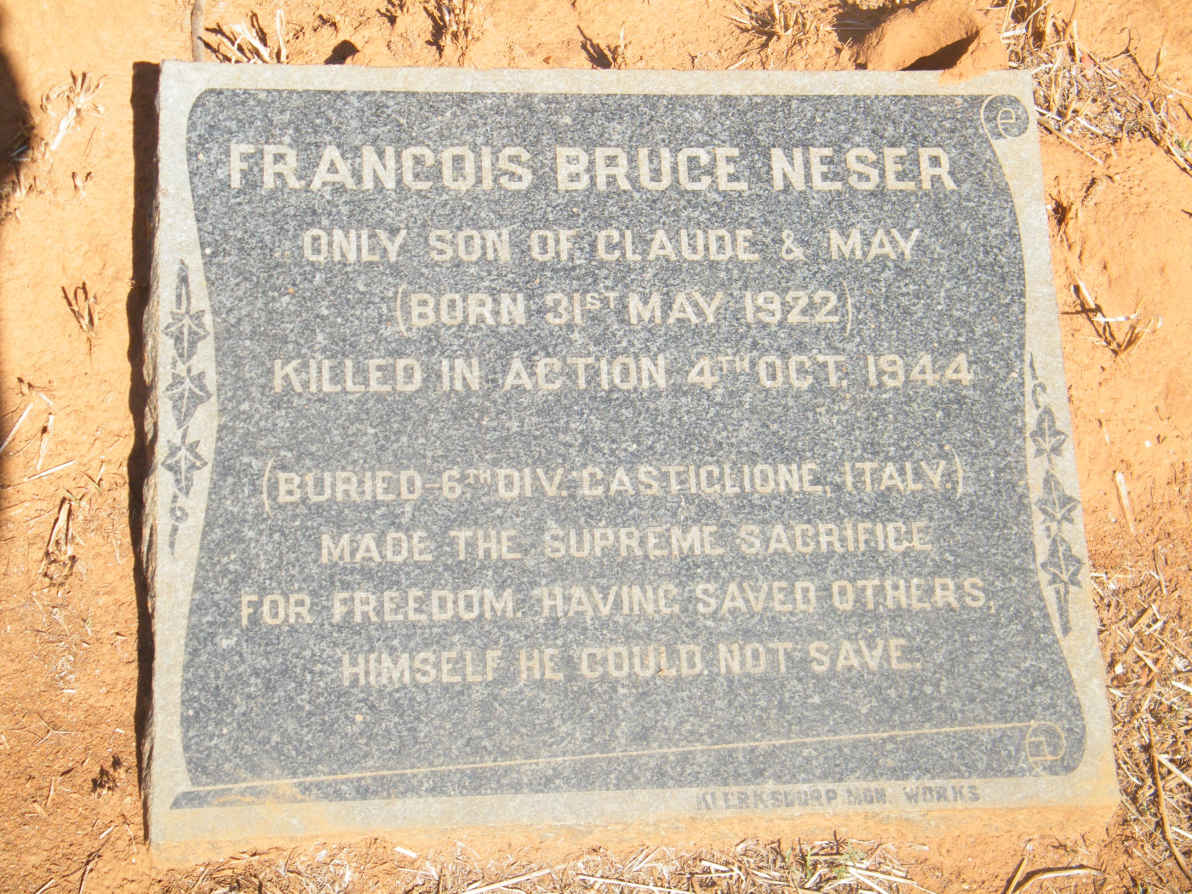 NESER Francois Bruce 1922-1944