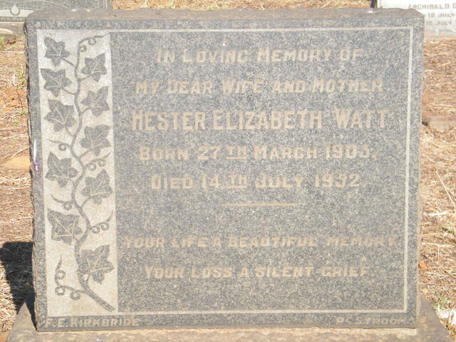 WATT Hester Elizabeth 1903-1952