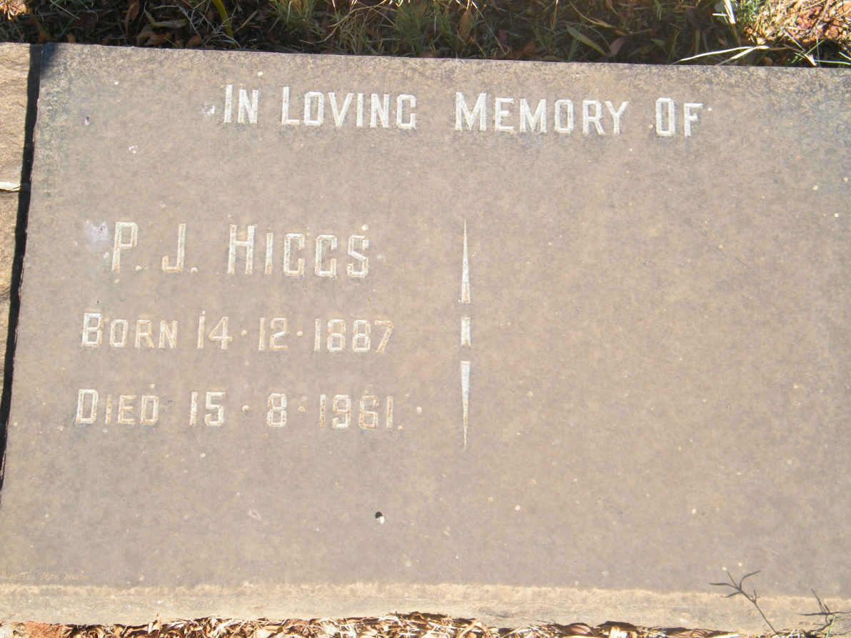 HIGGS P.J. 1887-1961