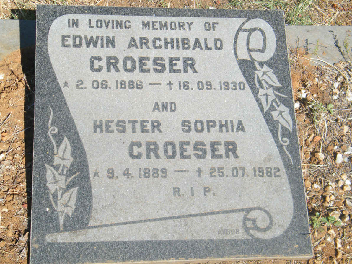 CROESER Edwin Archibald 1886-1930 & Hester Sophia 1889-1982