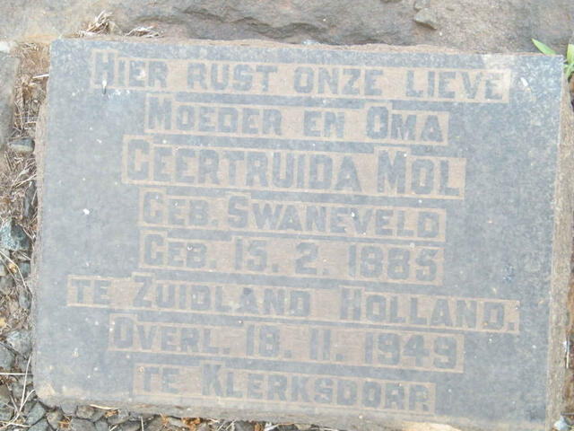 MOL Gertruida nee SWANEVELD 1885-1949