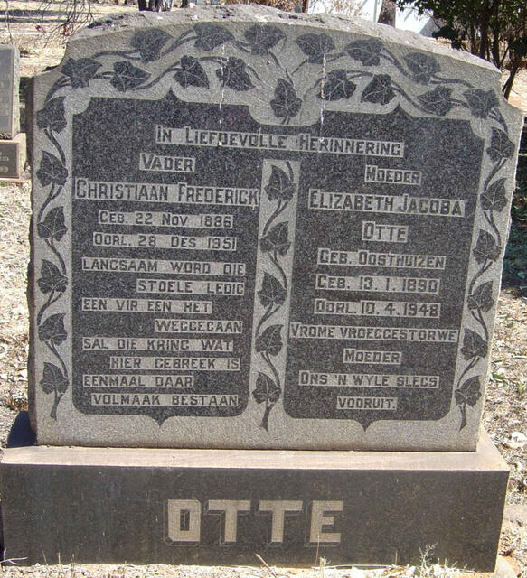 OTTE Christiaan Frederick 1886-1951 & Elizabeth Jacoba OOSTHUIZEN 1890-1948