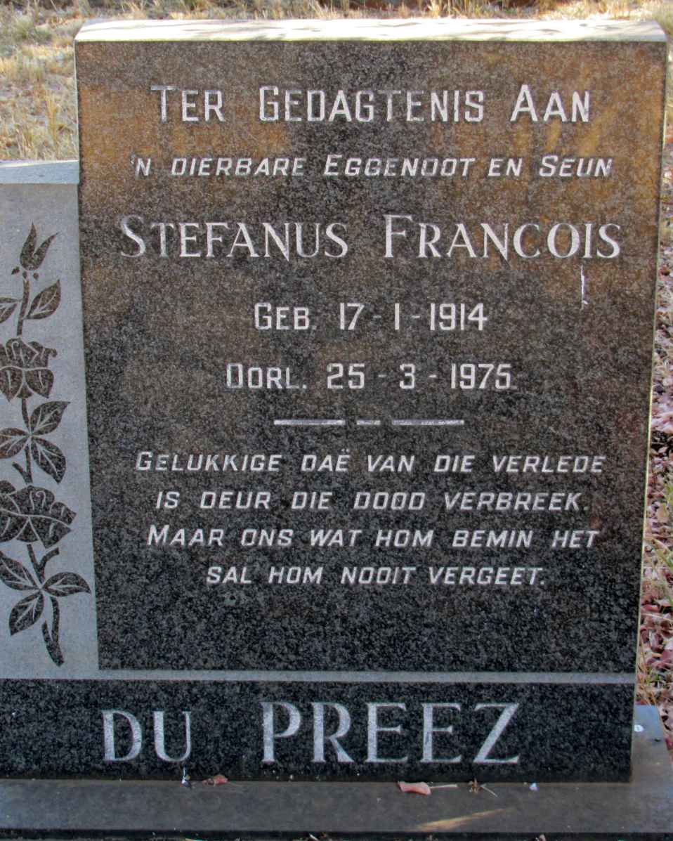 PREEZ Stefanus Francois, du 1914-1975