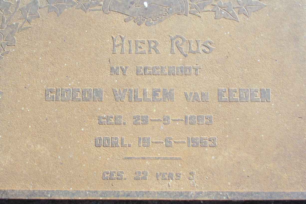 EEDEN Gideon Willem, van 1893-1953