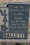HALLETT Sophia Aletta 1950-1951