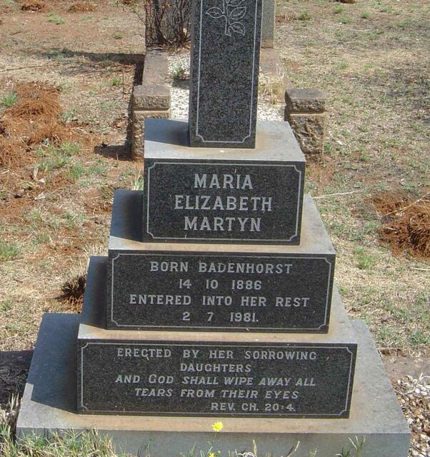 MARTYN Maria Elizabeth nee BADENHORST 1886-1981