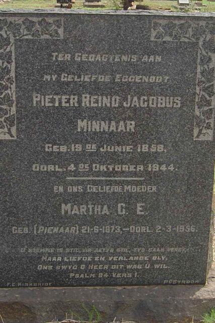 MINNAAR Pieter Reino Jacobus 1858-1944 & Martha C.E. PIENAAR 1873-1956