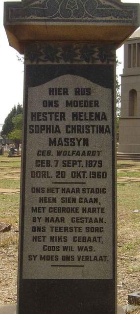 MASSYN Hester Helena Sophia Christina nee WOLFAARDT 1879-1960