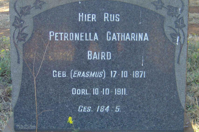 BAIRD Petronella Catharina nee ERASMUS 1871-1911