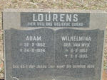 LOURENS Adam 1852-1924 & Wilhelmina VAN WYK 1857-1933