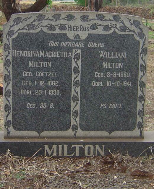 MILTON William 1860-1941 & Hendrina Magrietha COETZEE 1862-1938