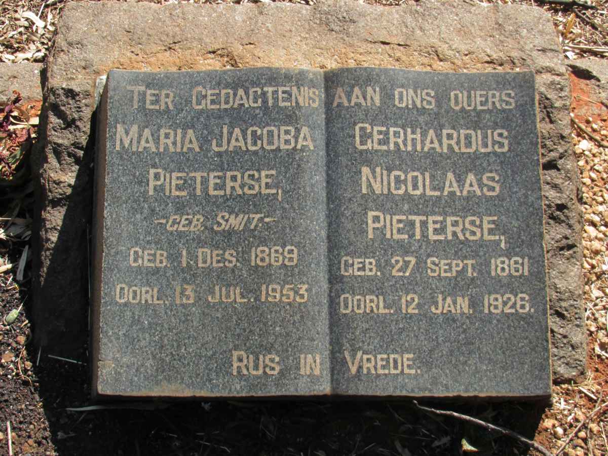 PIETERSE Gerhardus Nicolaas 1861-1926 & Maria Jacoba SMIT 1869-1953