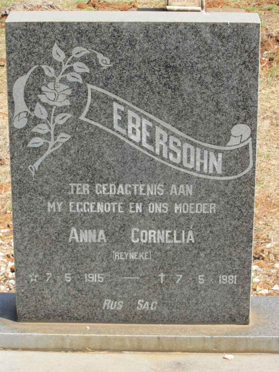 EBERSOHN Anna Cornelia nee REYNEKE 1915-1981